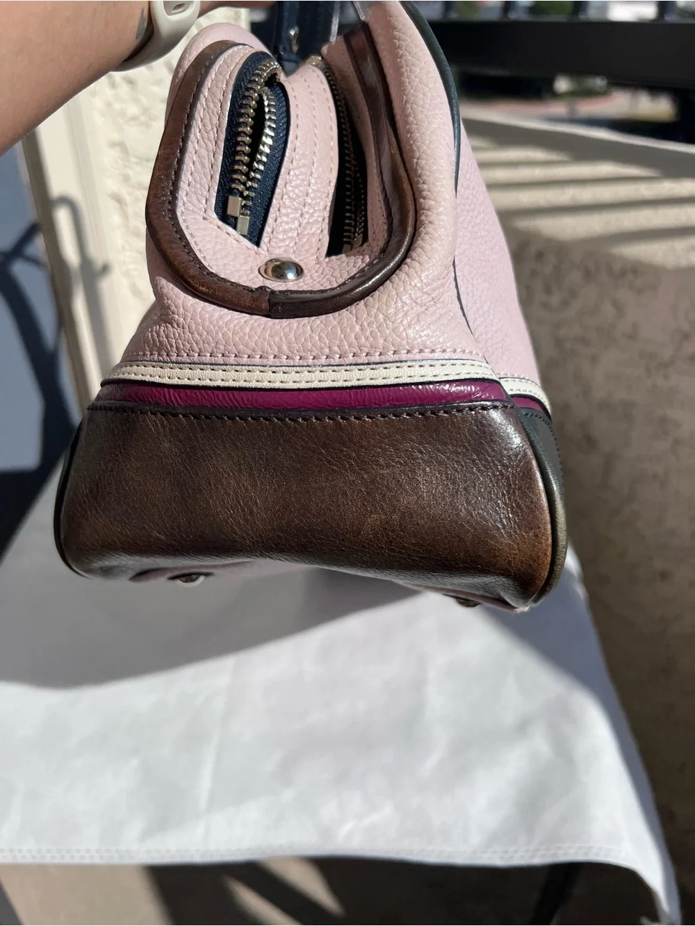 Coach Laura Spectator Pebbled Leather Satchel
